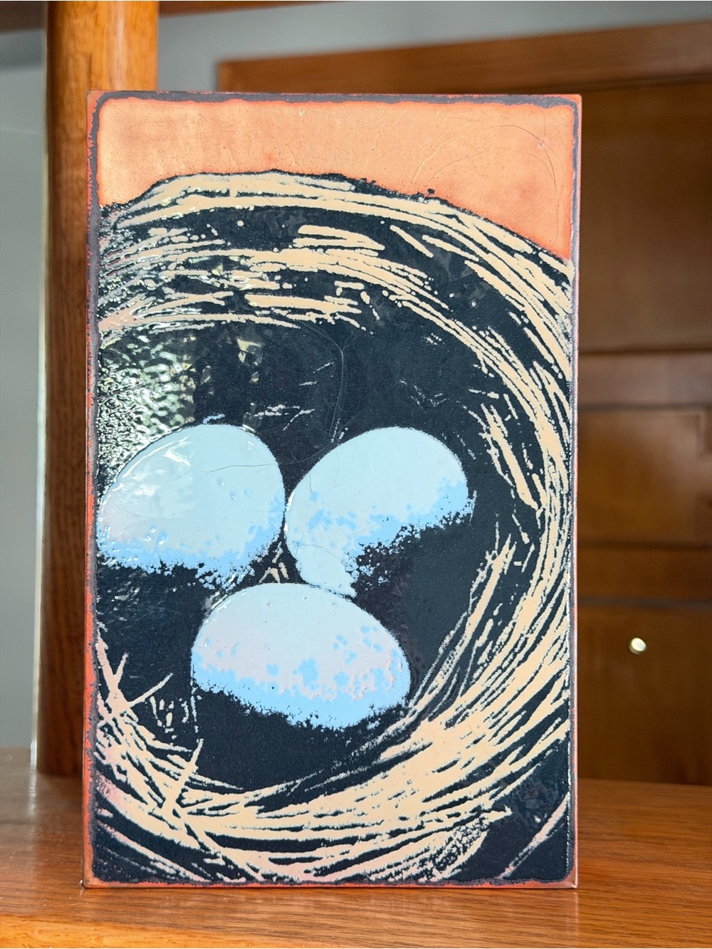 Houston Llew Blue Egg Nest Home Art Wall Plaque